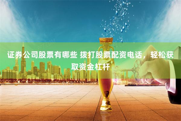 证券公司股票有哪些 拨打股票配资电话，轻松获取资金杠杆